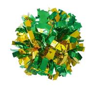 YGLONG Alfombrilla de Escaleras 2 Pompones for animadoras de 32 cm con Mango Anillo, for Fiestas Baile, Deportes, Suministros for la Victoria(Metal Gold M Green)