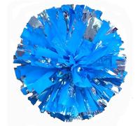 YGLONG Alfombrilla de Escaleras 2 Pompones for animadoras de 32 cm con Mango Anillo, for Fiestas Baile, Deportes, Suministros for la Victoria(Metal Silver Blue)