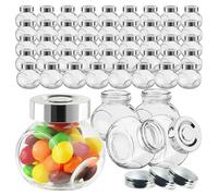 YGLONG Bote Hermetico Pequeños tarros de cristal con tapas, mini tarros de caramelos de 1,5 oz for recuerdos de boda, miel, especias, azúcar, mermelada(24Pcs)
