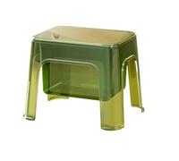 YGLONG Reposapiés Taburete Taburete con escalón y Almacenamiento, Taburete Estable con reposapiés, Taburete Transparente for Cambiar Zapatos, for lavandería doméstica, Sala de Estar(Green)