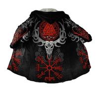 YGMIEYJ Capa con capucha vikinga, poncho grueso, sudaderas con capucha, chaquetas con capucha de franela vintage para hombres, chaqueta con capucha, poncho para hombre con capucha(Red,5XL)