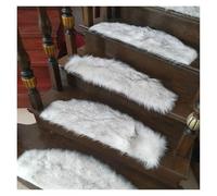 YGMNQAL 1 Uds. Alfombra for escaleras, Alfombrilla for escalones, Alfombrillas de Felpa, Alfombra for pies Lana imitación, autoadhesiva sin Pegamento, tamaños Personalizables(White Gray,Arc-24x65cm)