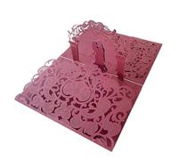 YGMNQAL 10 invitaciones de boda 3D desplegables for novios, con bolsillo láser, florales, for despedida soltera y compromiso(Red)