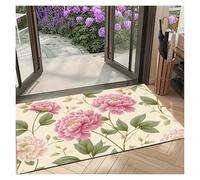 YGMNQAL 1pc Chinese Style Peony Doormat - Pink Floral Pattern, Non-Slip Entryway Rug For Living Room Porch Traditional Home Decor(120X160cm)