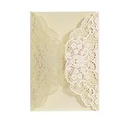 YGMNQAL 25/50 tarjetas de invitación boda cortadas con láser, encaje floral, for negocios, cumpleaños, despedida soltera, decoración for fiestas bodas(Beige,50pcs)