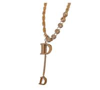 YGMNQAL 2pc Design Sense Micro Setting D Letter Pendant Long Necklace Winter Sweater Chain Fashion Jewelry For Woman(Gold)