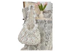 YGMNQAL 2PC Elegant Sweet Fresh Lace Handbag Bowknot Underarm Bag Floral Pleated Shoulder Pastoral Style Cloth Dumpling Shopping(RedRose)