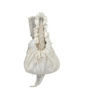 YGMNQAL 2PC Elegant Sweet Fresh Lace Handbag Bowknot Underarm Bag Floral Pleated Shoulder Pastoral Style Cloth Dumpling Shopping(Beige)