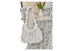 YGMNQAL 2PC Elegant Sweet Fresh Lace Handbag Bowknot Underarm Bag Floral Pleated Shoulder Pastoral Style Cloth Dumpling Shopping(Pinkcherry)