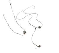 YGMNQAL 2pc Personality Design Color Beaded Ball Adjustable Pendant Sweater Chain Women Jewel