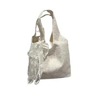 YGMNQAL 2pc Shopping Tote Bag Lace Shoulder With Ribbon Kawaii Simple Canvas Handbag Korean Style Large Capacity Travel(Color1 With Ribbon)