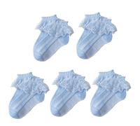 YGMNQAL 5 Pair / 12 Socks Lace Ruffle Princess Ankle Short Breathable Cotton White Pink(A,1-3 Years old)