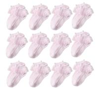 YGMNQAL 5 Pair / 12 Socks Lace Ruffle Princess Ankle Short Breathable Cotton White Pink(Dark Grey,4-7 Years old)