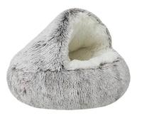 YGMNQAL Autumn and Winter Soft Plush Pet Bed and Warm and Cold Comforter Nest Shell Cat Semi-Enclosed(Brown Plush,60c60cm)