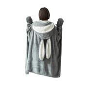 YGMNQAL Batamanta Bonita Manta cálida y Gruesa de Franela con Capucha Orejas Conejo for Siesta, sofá Felpa for Dormir en Invierno(S-Grey)