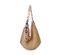 YGMNQAL Bolso Trenzado Mujer Bolso de mano tejido hueco, fresco y veraniego: gran capacidad, de un solo hombro, ideal for ocio y vacaciones.(Ahaki)