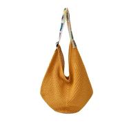 YGMNQAL Bolso Trenzado Mujer Bolso de mano tejido hueco, fresco y veraniego: gran capacidad, de un solo hombro, ideal for ocio y vacaciones.(Yellow)