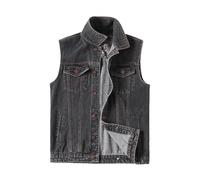 YGMNQAL Chaleco De Mezclilla Sin Mangas Vaquero Abrigos Grandes(Black,6XL (120-130kg))