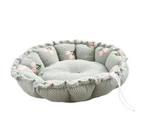YGMNQAL Cloud Velvet Cat Nest Petal Dual Purpose Adjustable Pumpkin Warm Plush Pet Bed Dog(Pea Green,Big)