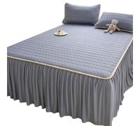 YGMNQAL Conjunto de Falda Cama refrescante Verano con Funda Almohada, Funda colchón Enfriador látex, Sábana Ajustable Transpirable, Ropa, Alfombrilla Queen King(Light Grey,120x200cm-2pcs)
