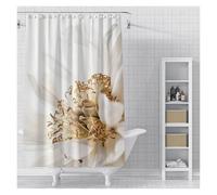 YGMNQAL Cortina De Ducha Impermeable Elegant Neutral Tones Bath Curtain - Waterproof and Mildew-Proof Bathroom Decor For A Sophisticated Home Aesthetic(Color 1,W200XH180cm)