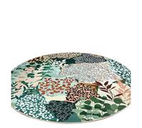 YGMNQAL Ethnic Style Patchwork Printed Circular Carpet Watercolor Flower Anti Slip Rug Bedroom Living Room Entrance Mat Home Decoration(Color03,40x40cm)