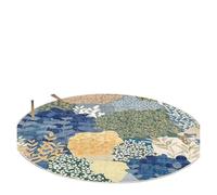 YGMNQAL Ethnic Style Patchwork Printed Circular Carpet Watercolor Flower Anti Slip Rug Bedroom Living Room Entrance Mat Home Decoration(Color04,80x80cm)