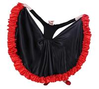 YGMNQAL Falda de doble matado for niñas, for baile flamenco, latino, actuación en el escenario, falda con dobladillo volantes y gran vuelo, ropa(Black 360 Degree,140)