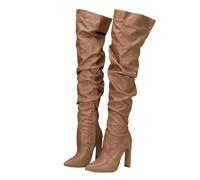 YGMNQAL Fashion Design Pleated Leather Over The Knee Boots Sexy Pointed Toe Zip White High Heels Autumn Winter Women Shoes(Color 2,36)