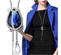 YGMNQAL Fashion Hollow Crystal Tulip Pendant Sweater Necklace Silver Color Chain Long For Women(BN56)
