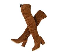 YGMNQAL Fashion Round Toe Zip Thigh High Boots Women Autumn Winter Chunky Heels Motorcycle Over The Knee Shoe(Color 2,35)
