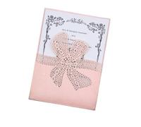 YGMNQAL Invitación con lazo de encaje, corte láser, tarjeta invitación for boda, compromiso, cumpleaños, bautismo, elegante(Pink,30 PCS)