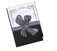 YGMNQAL Invitación con lazo de encaje, corte láser, tarjeta invitación for boda, compromiso, cumpleaños, bautismo, elegante(Black,30 PCS)