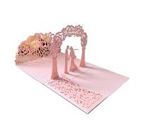 YGMNQAL Invitaciones de boda desplegables en oro rosa con diseño novios 3D, cortadas láser, sobres, tarjetas invitación for despedida soltera(Pink)