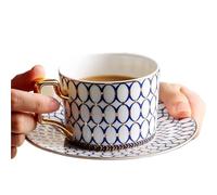 YGMNQAL Juego De Tazas De Café Juego de té de la tarde de cerámica con taza de café creativa y cuchara(Color4)