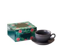 YGMNQAL Juego De Tazas De Café Taza de café estilo latte, taza de té de la tarde y platillo for el hogar(Gray)