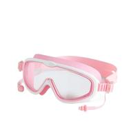 YGMNQAL Large Frame Swimming Goggles with Earplugs for Kids Children's Antifog Swim Pool Glasses Waterproof HD Eyewear(Pink-White)
