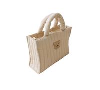 YGMNQAL Little Bear Rabbit Down Handbag Women's Bag Minimalist Car Sewn Vertical Stripe Casual Wrist Purse(Small Bear)