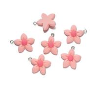 YGMNQAL Llavero Con Colgante 5Pcs Colored Resin Cute Flower Shape Charm Pendant for DIY Handmade Beaded Keychain Necklace Jewelry Making Accessories(Pink)