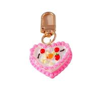 YGMNQAL Llavero Con Colgante Cute Food Keychain Resin Love Heart Cake Charms Keyrings For Women Men Car Key Handbag Pendant Chains DIY Accessories(Black)