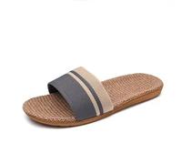 YGMNQAL Pantuflas Verano Mujer Zapatillas de lino de verano Zapatos transpirables antideslizantes Sandalias universales for el hogar con punta abierta for todas las estaciones(Grey,44-45)