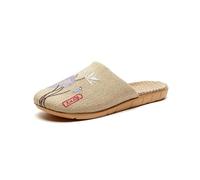 YGMNQAL Pantuflas Verano Mujer Zapatillas de lino transpirables for mujer, suela suave for interiores for todas las estaciones, sandalias simples y versátiles for uso en el hogar(Lotus purple,39-40)