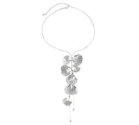 YGMNQAL Petal Charm Tassel Necklace For Women Long Neck Chain Pendant Choker Jewelry Collar Elegant Ladies Party Gifts(Silver)