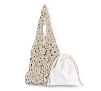 YGMNQAL Retro Floral Lace Hollow Out Women's Bag Casual Tote Soft Handle Daily Use Large Size Foldable Oulder For Holiday(Apricot)