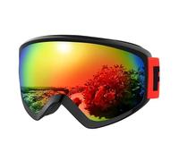 YGMNQAL Ski Mask Anti Fog Goggles Compatible with Snowboard Helmet Winter Sports(Black Ash Red)