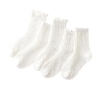 YGMNQAL Socks Thin White Lace Trimmed Breathable Princess Style 10 Pairs/Pack(Size S(1-3 Years))