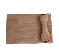 YGMNQAL Soft Medium Dog Sofa Comfortable Short Plush Large Bed Kennel Winter Warm Cat Mat For Elastic Puppy Cushion with Pillow(Khaki,M)