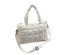 YGMNQAL Space Padded Cotton Handbag Big Capacity Shoulder Bag Waterproof Nylon Travel Down Crossbody Purse Bolsa(White)