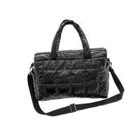 YGMNQAL Space Padded Cotton Handbag Big Capacity Shoulder Bag Waterproof Nylon Travel Down Crossbody Purse Bolsa(Black)