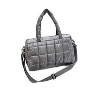 YGMNQAL Space Padded Cotton Handbag Big Capacity Shoulder Bag Waterproof Nylon Travel Down Crossbody Purse Bolsa(Silver)